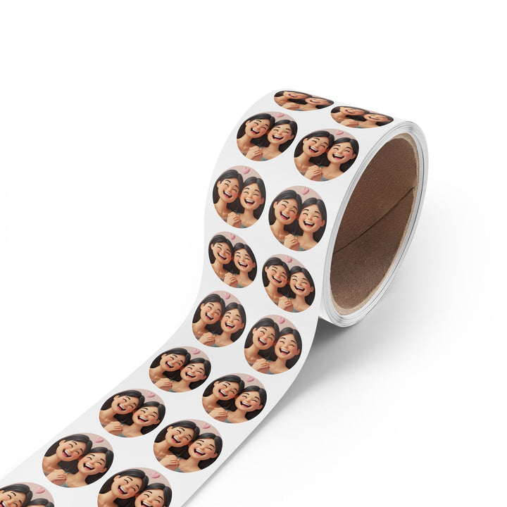 Joyful Friends 3D Cartoon Round Sticker Label Rolls – Durable & Stylish