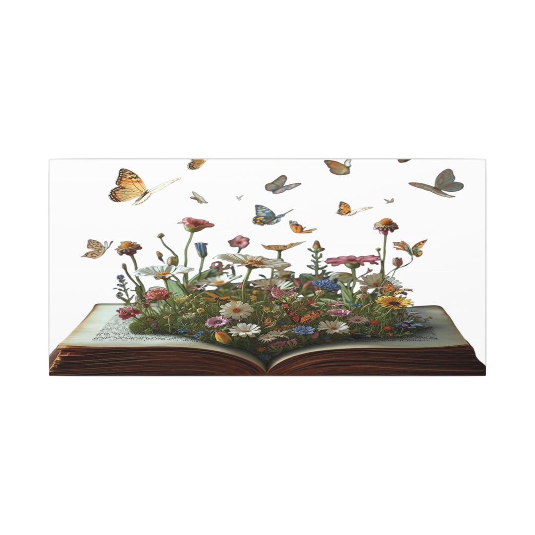 Magical Pop-Up Book Matte Canvas – Whimsical Wildflowers & Butterflies Art