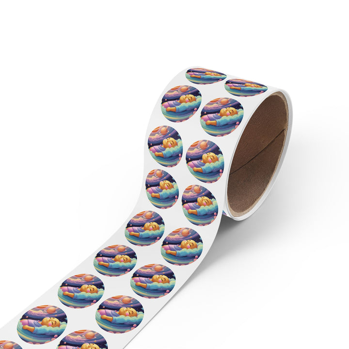 Cosmic Dream Round Sticker Rolls – Durable, Glossy, Pastel Galaxy Labels