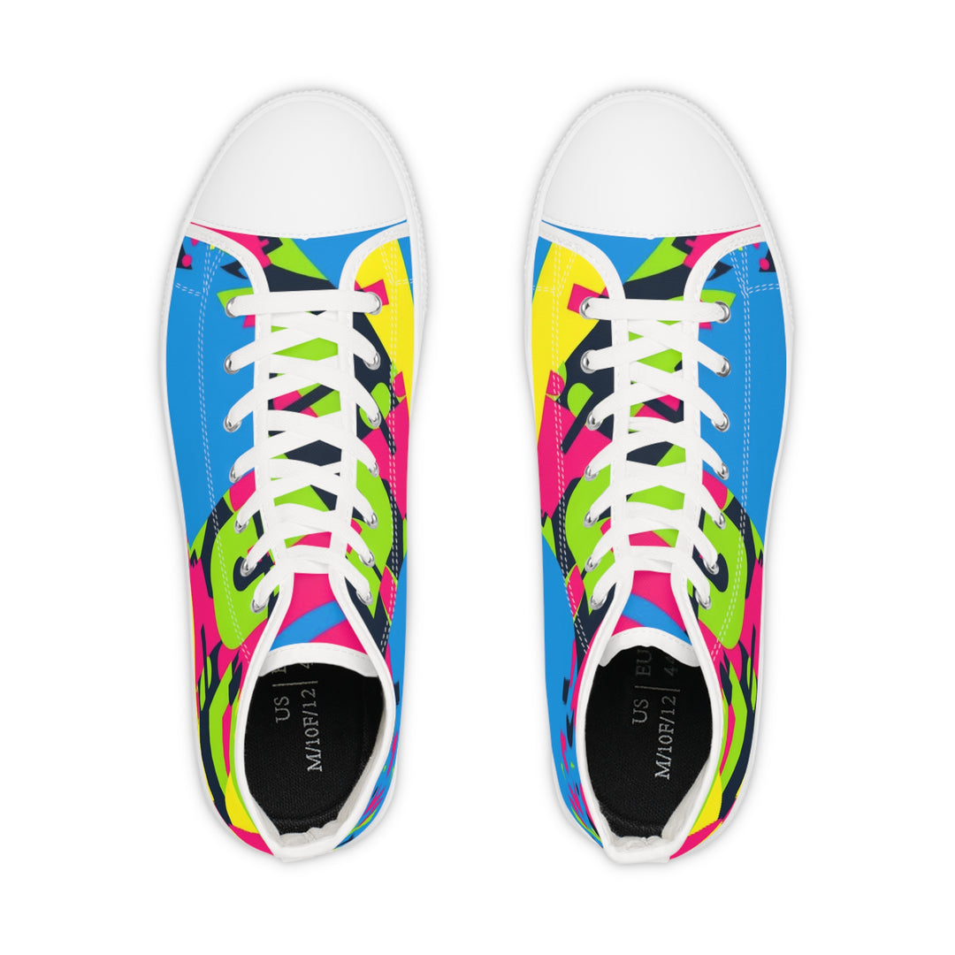Men's Neon Geometric High Top Sneakers – Bold, Comfy, Streetwear Style