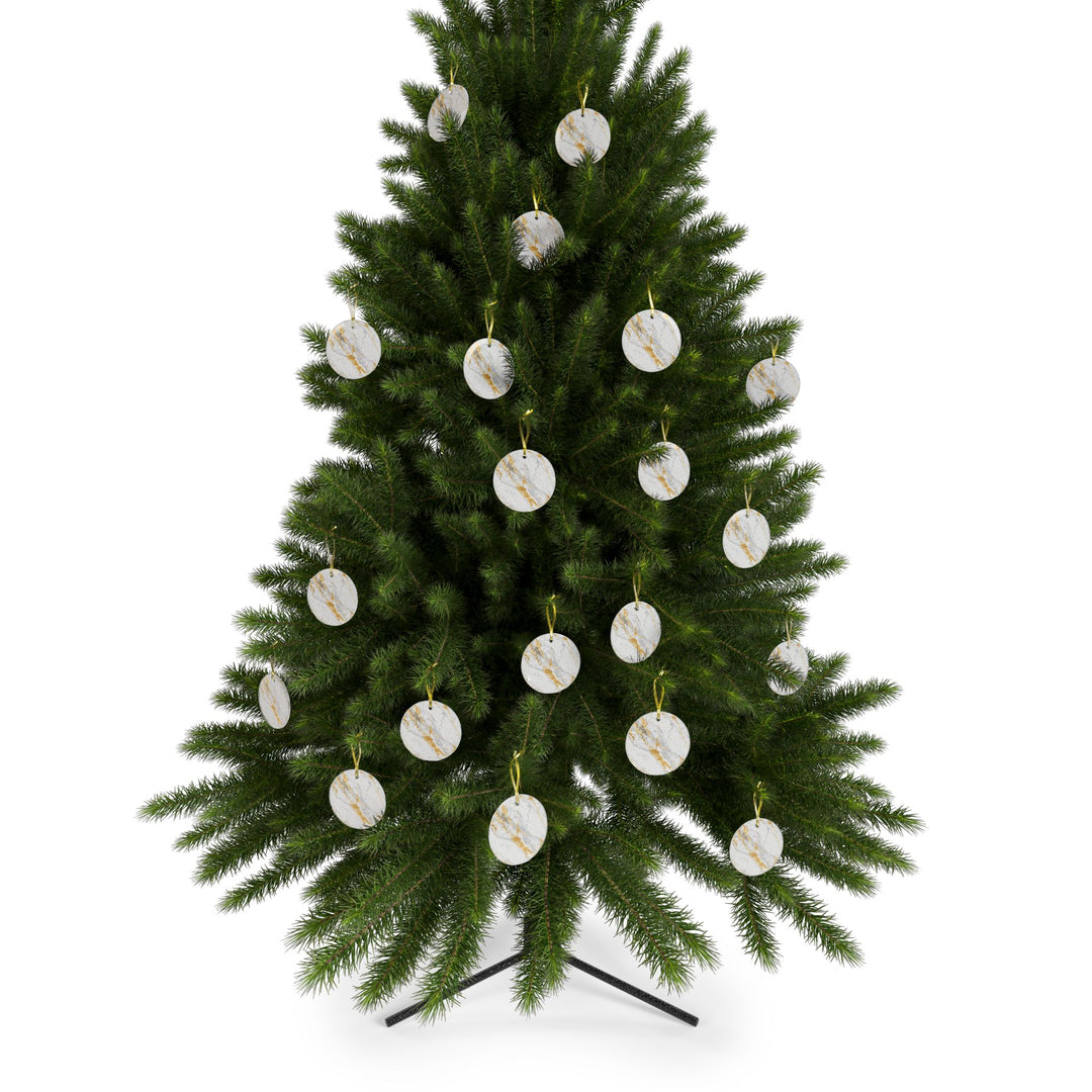 Custom Marble Glass Ornament – Handcrafted, Gold Streaks, Modern Chic Décor