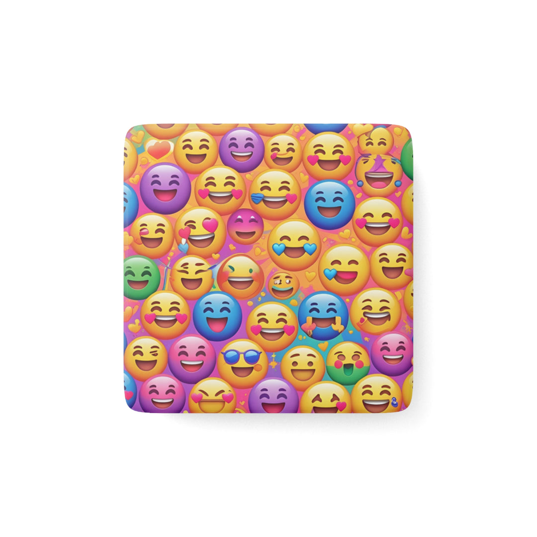 Vibrant Emoji Square Porcelain Magnet – Fun, Glossy, Personalized Art
