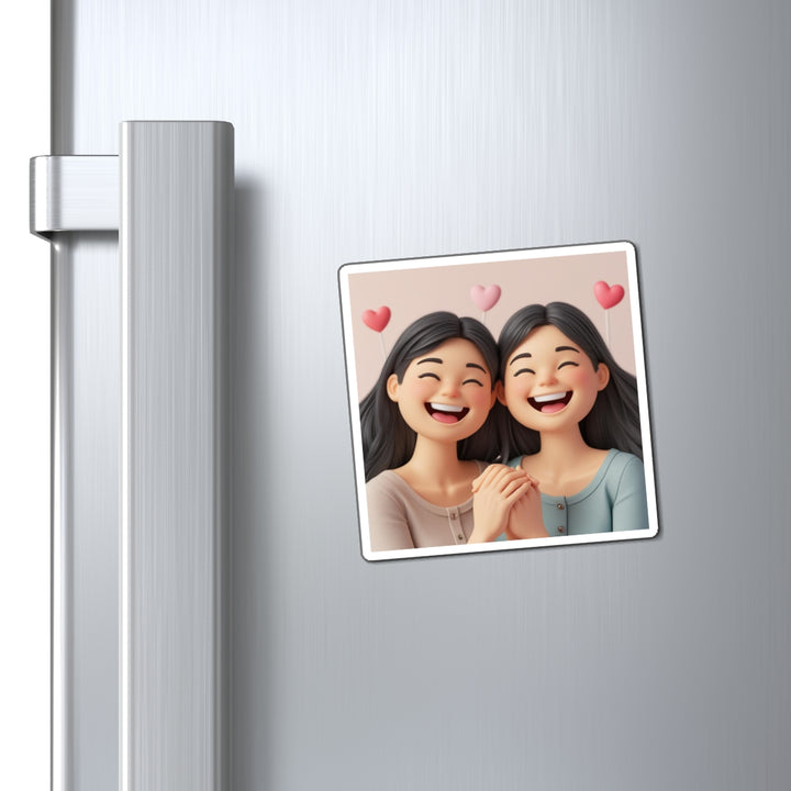 Custom Cartoon Friendship Magnets – Cute 3D Girls, Joyful & Playful Decor