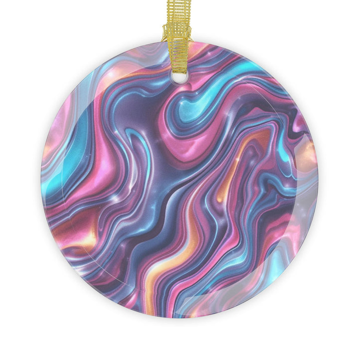 Custom Abstract Iridescent Glass Ornament – Handcrafted, Modern, Vibrant Art