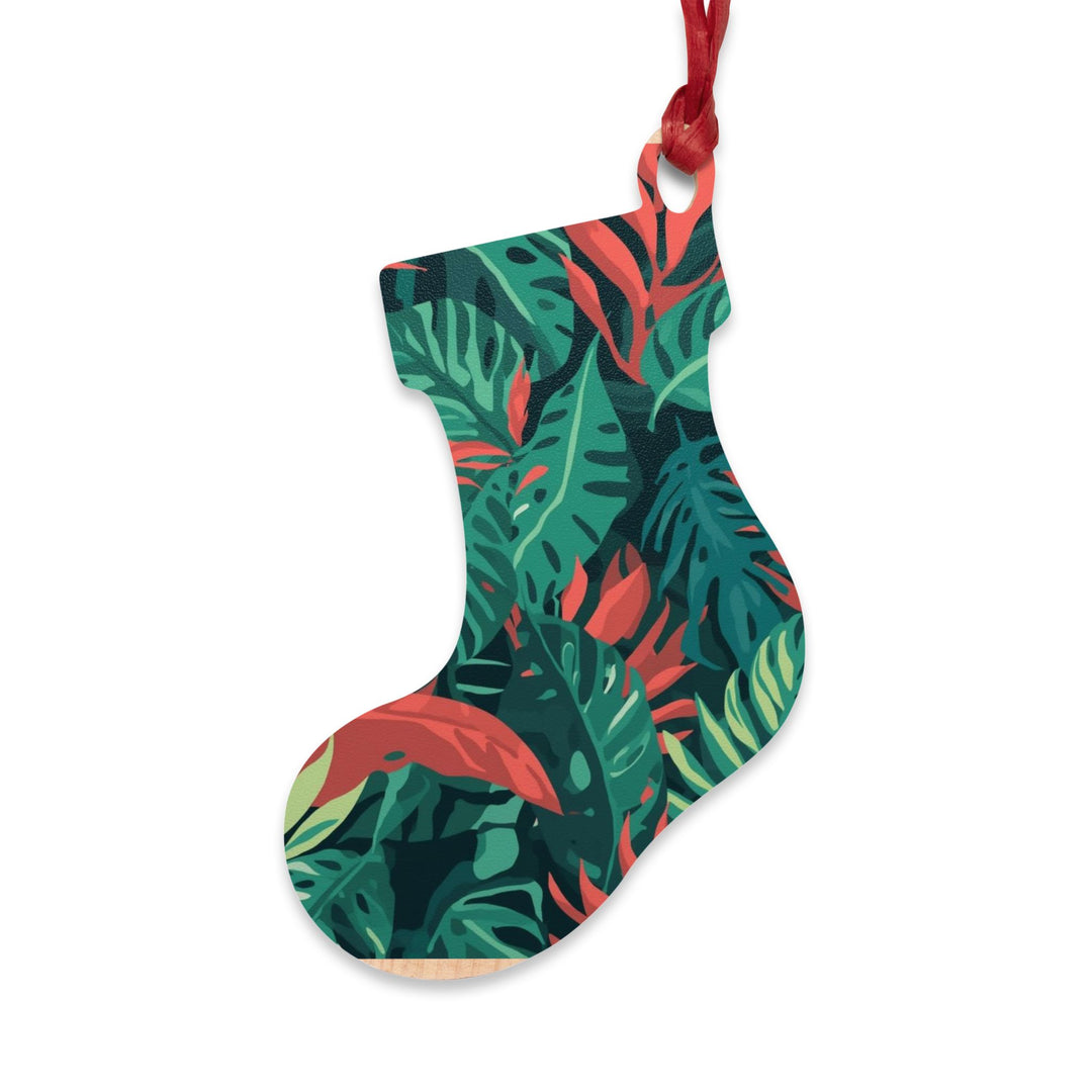 Handcrafted Wooden Ornament – Tropical Leaf Pattern, Magnetic & Hanging Decor