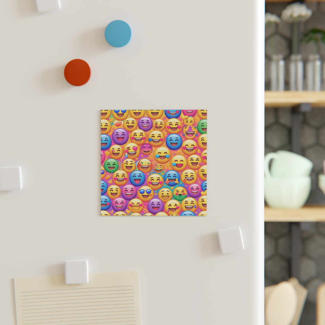 Personalized Square Magnet – Fun Emoji Pattern, Durable & Customizable Gift