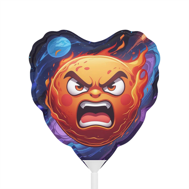 6” Heart & Round Balloons – Fiery Cosmic Sun, Custom Mylar Party Decor