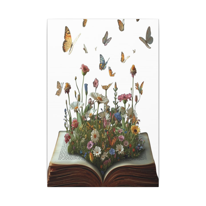 Magical Pop-Up Book Matte Canvas – Whimsical Wildflowers & Butterflies Art