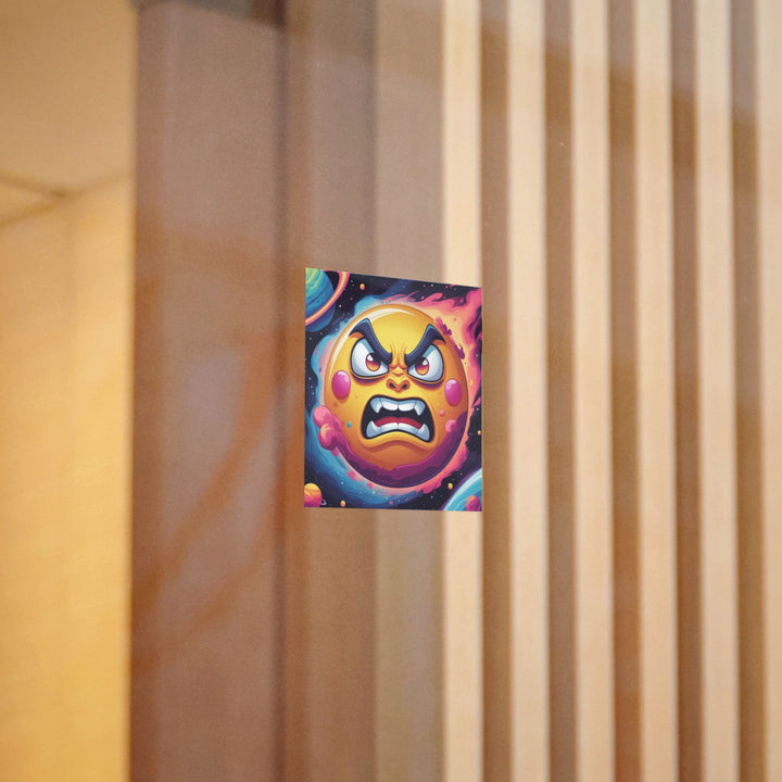 Angry Sun Space Die-Cut DTF Sticker – Vibrant Custom Cartoon Cosmic Flair