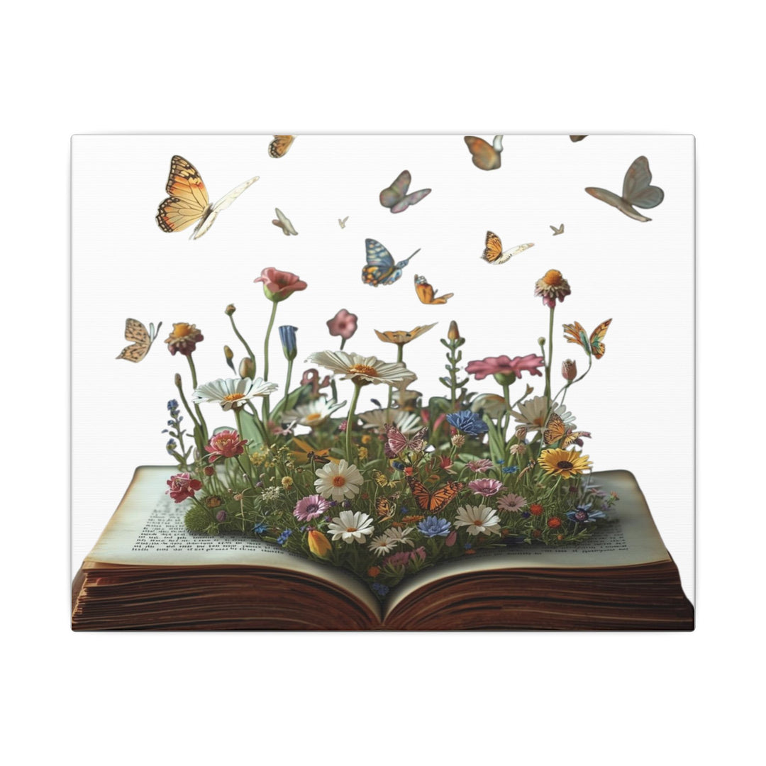 Magical Pop-Up Book Matte Canvas – Whimsical Wildflowers & Butterflies Art