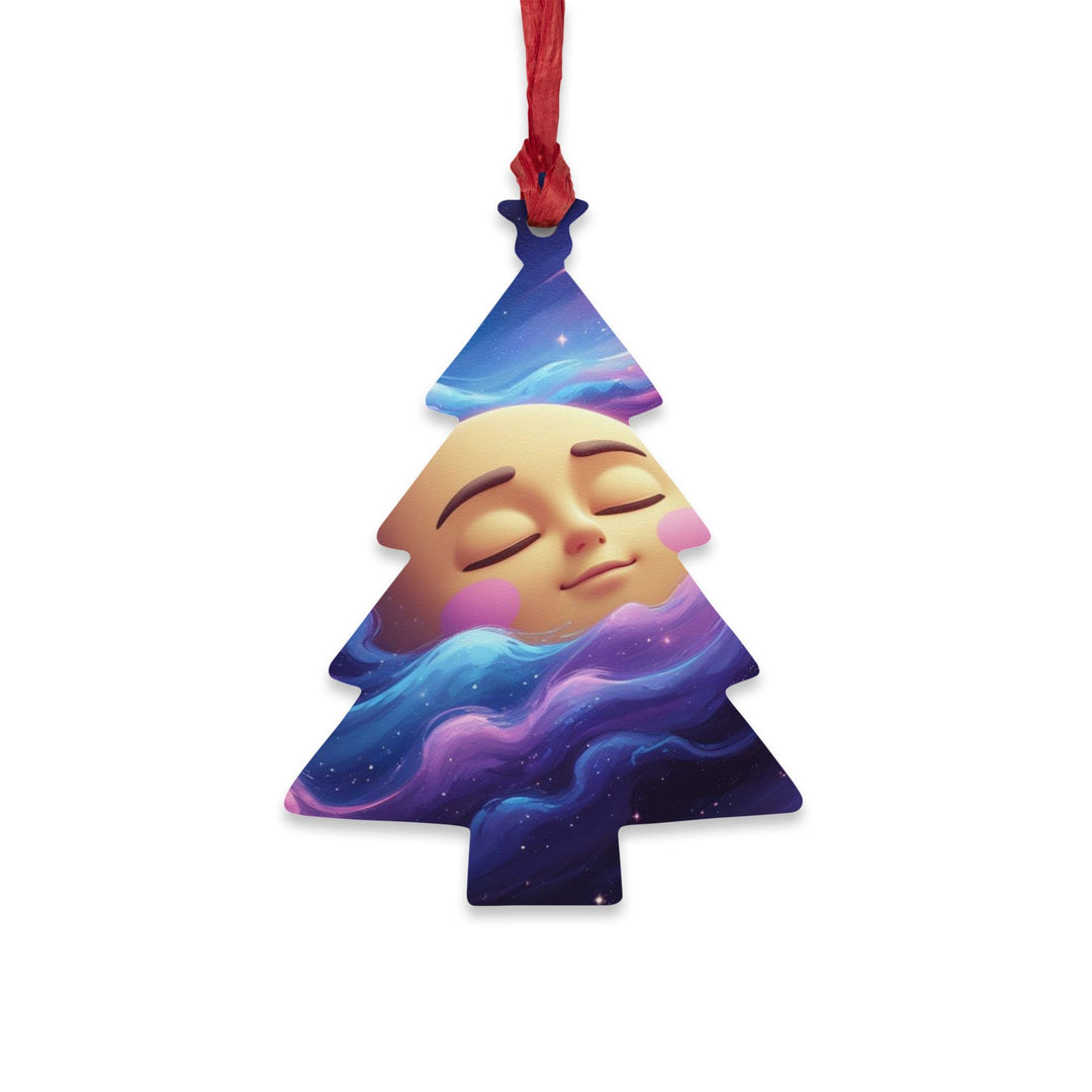 Handcrafted Wooden Ornament – Whimsical Galaxy Moon, Magnetic & Gift-Ready