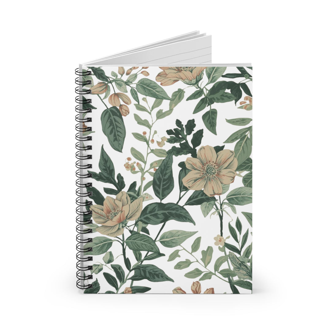 Vintage Floral Spiral Notebook - Ruled Line, Chic Botanical, 6x8, Premium