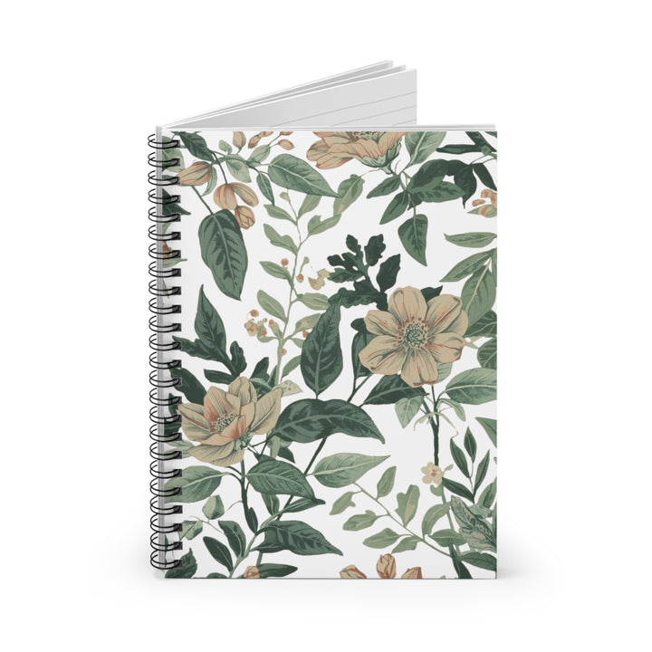 Vintage Floral Spiral Notebook - Ruled Line, Chic Botanical, 6x8, Premium