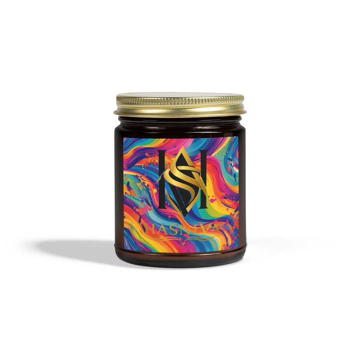 Vibrant Rainbow Abstract Scented Candle | Hand-Poured Coconut Apricot Wax