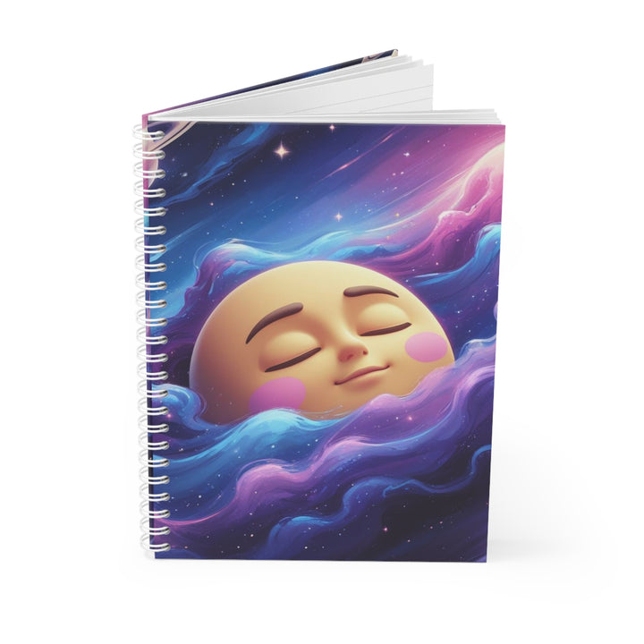 Custom Galaxy Spiral Notebook – Cute Moon Dreamy Sky, Personalized Cover