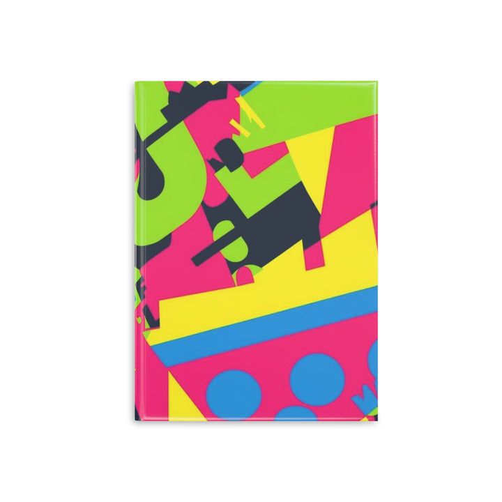 Hardcover Puffy Notebook – Neon Geometric Luxe, Customizable, A4/A5/B5