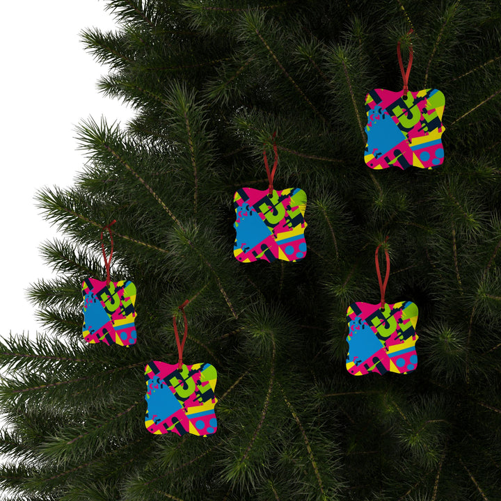 Personalized Aluminum Ornaments – Vibrant Abstract Geometric Design, 1–20pc