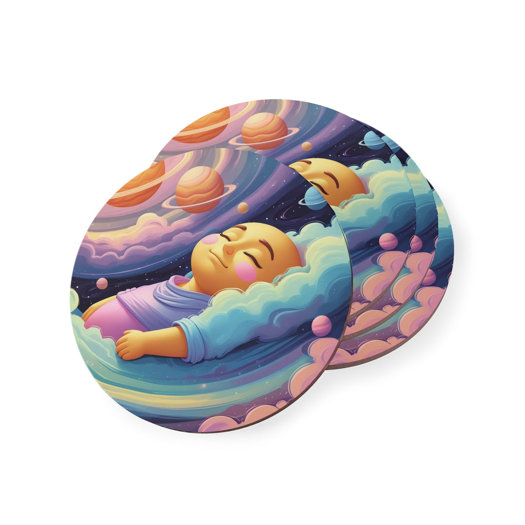 Cosmic Dream Baby Coasters – Pastel Galaxy Nursery Decor, 4-Pack
