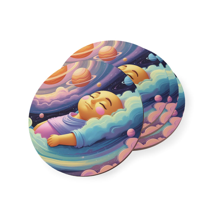 Cosmic Dream Baby Coasters – Pastel Galaxy Nursery Decor, 4-Pack