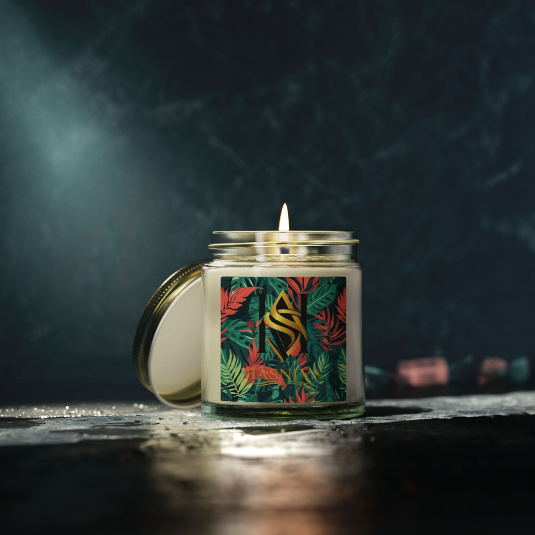 Hand-Poured Coconut Apricot Scented Candle – Tropical Leaf, 4oz/9oz
