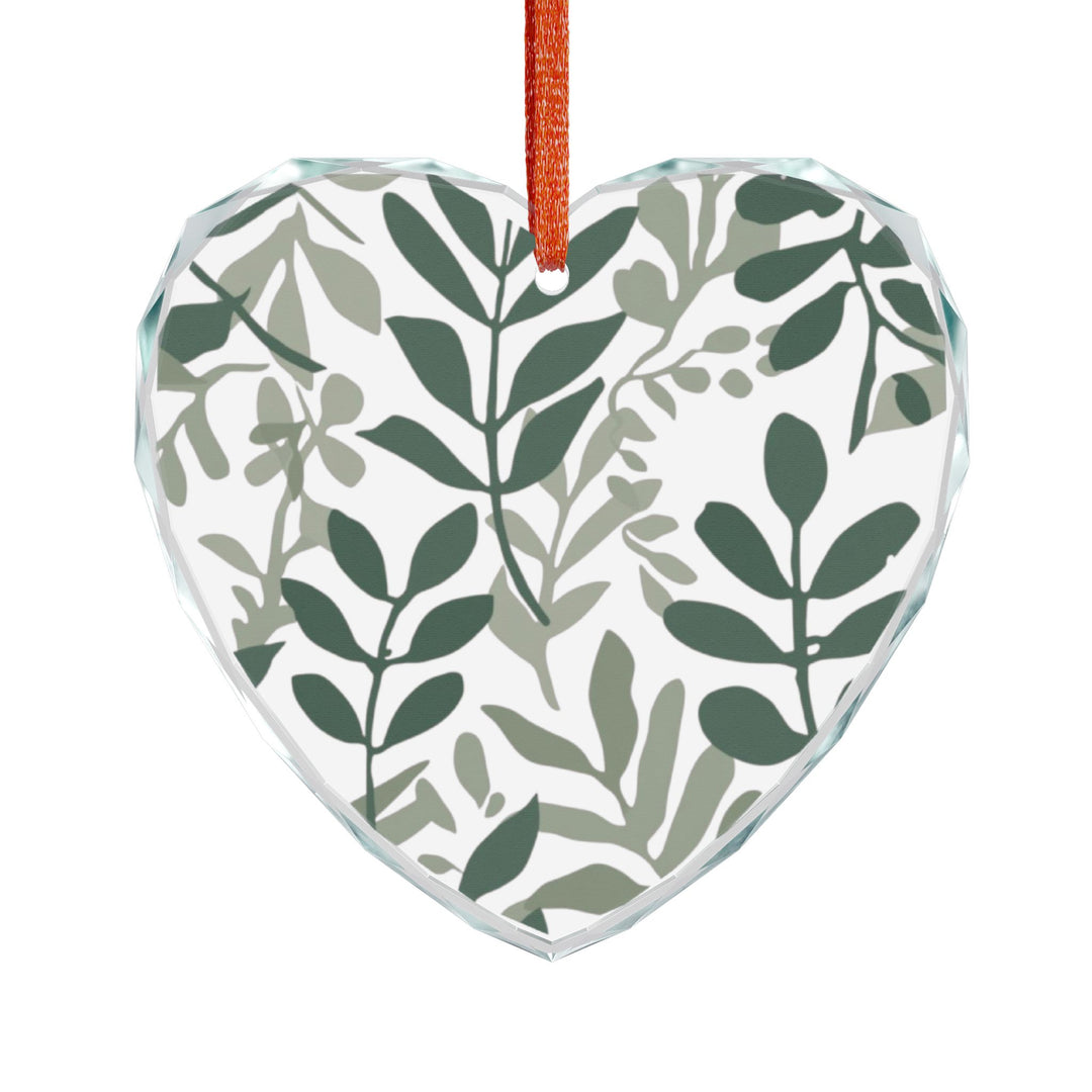 Crystal Glass Ornament – Modern Botanical Black Leafy Branches Decor Gift