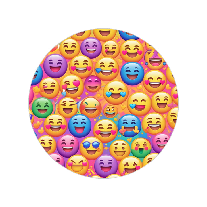 Cheerful Emoji Transparent Outdoor Sticker – Durable, Round, Fun Decor