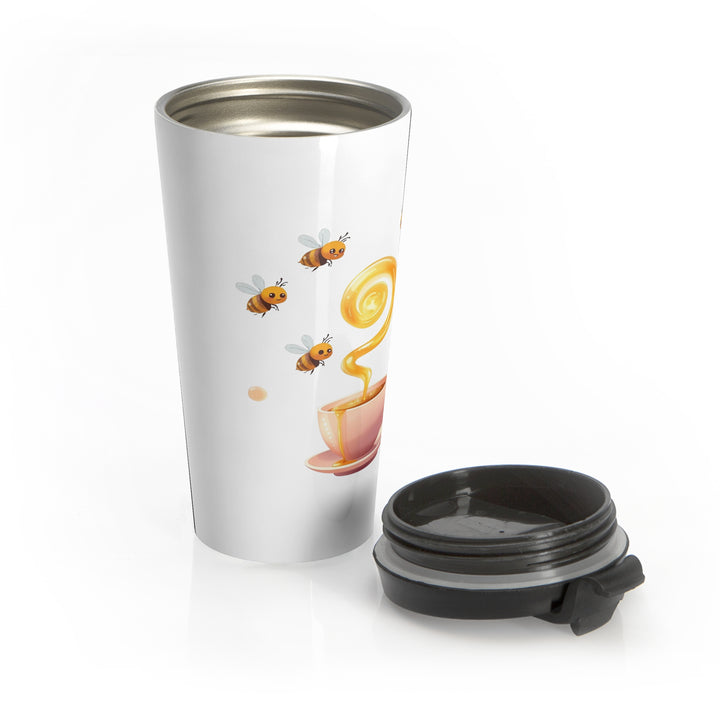 Whimsical Bee & Honey Stainless Steel Travel Mug – Cute & Insulated 15oz