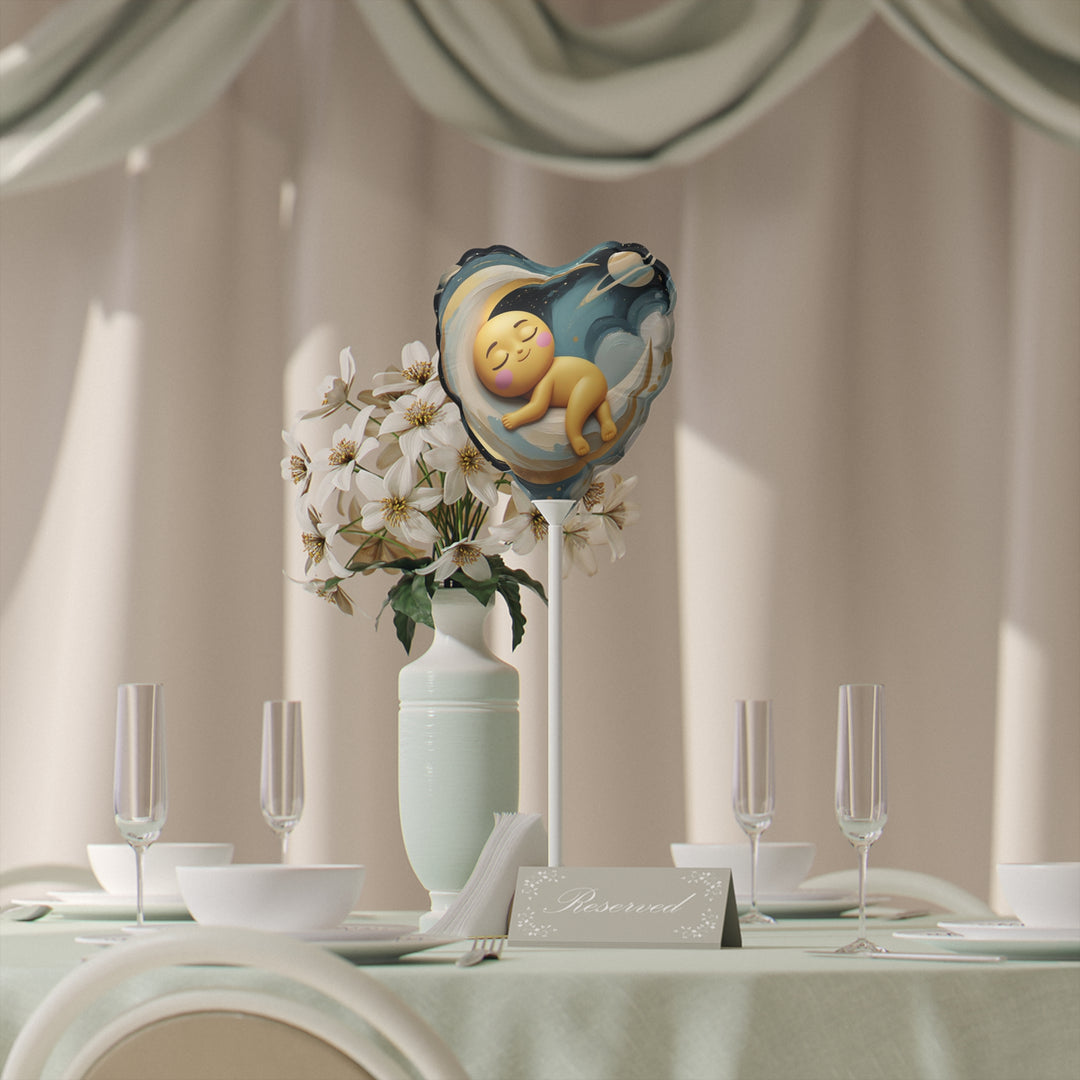Custom Celestial 6” Balloons – Round & Heart | Baby Moon & Stars Party Decor