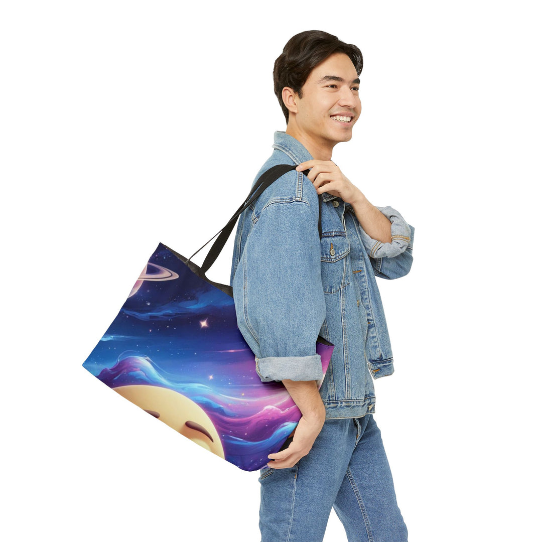 Personalized Galaxy Moon Weekender Tote Bag – Cute Space Travel Carryall