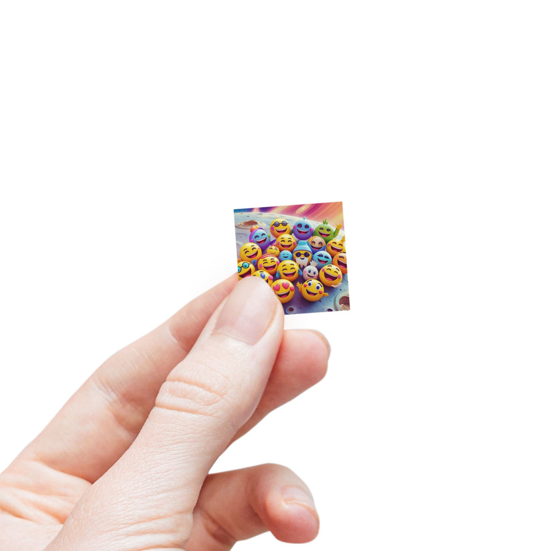Fun Emoji Cosmic Square Sticker Label Rolls – Durable, Custom, Trendy Labels