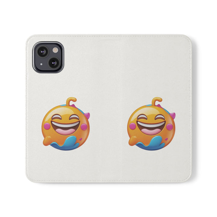 Emoji Joy Premium Flip Case – Fun Vegan Leather Wallet Stand Cover