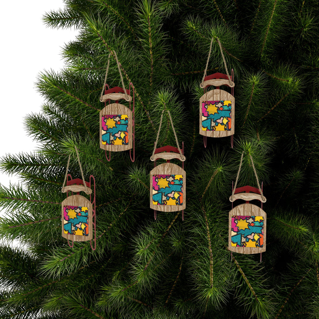 Retro Pop Art Sled Ornaments – Personalized Comic Book Christmas Decor