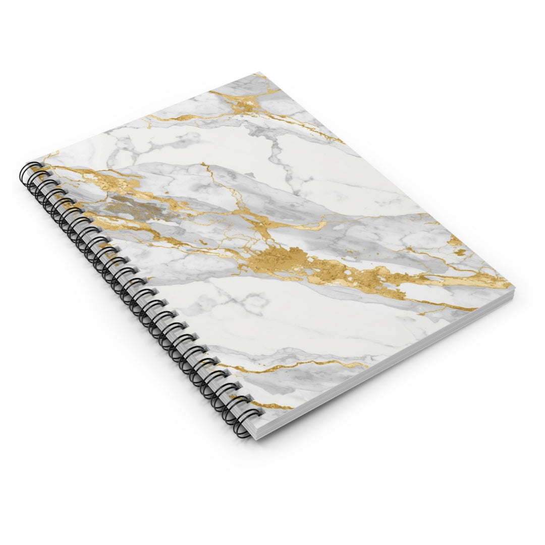 Marble Gold Spiral Notebook - Ruled, Chic Modern Luxury, 6"x8" Stationery