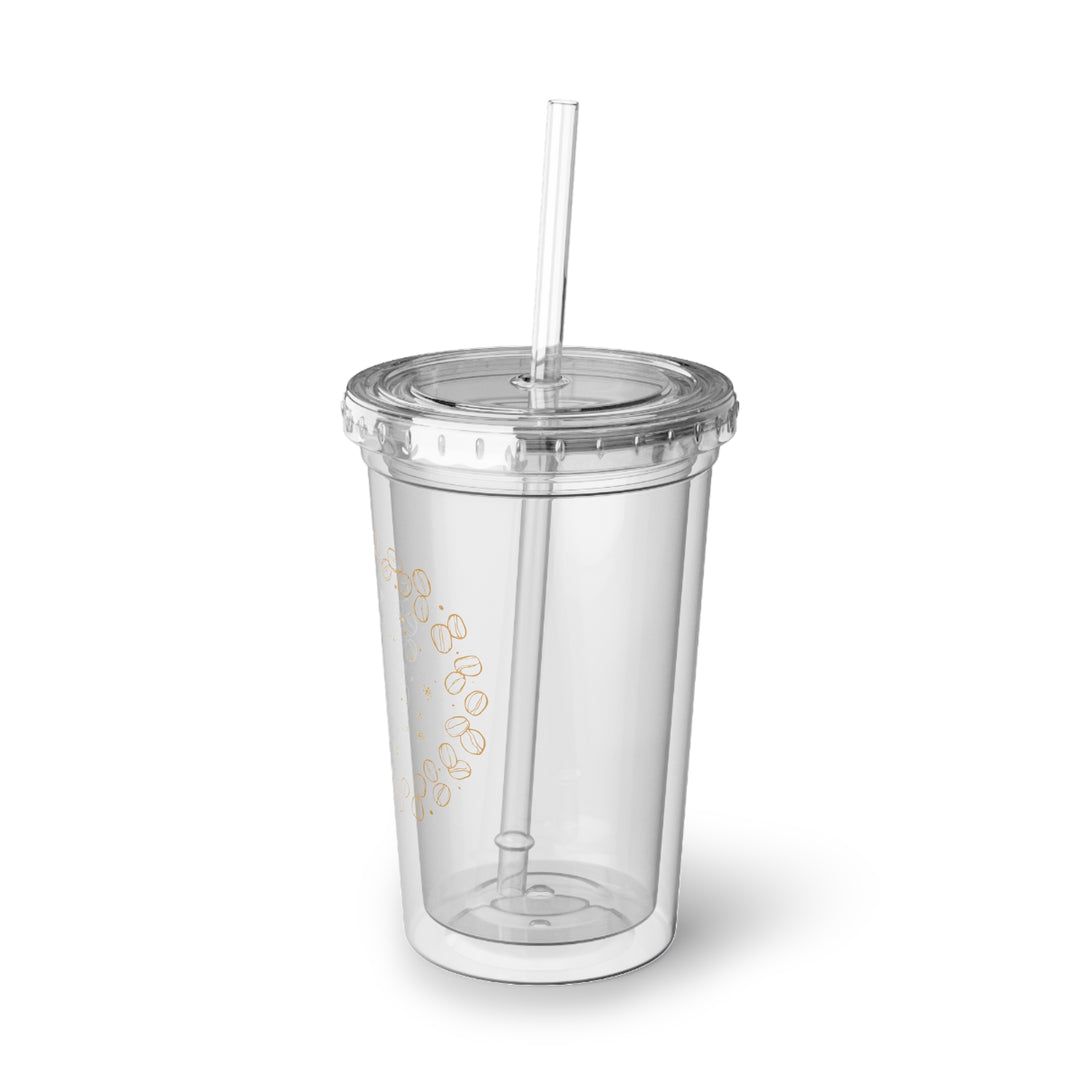 Suave Acrylic Cup – Coffee Bean Double-Wall Tumbler w/ Lid & Straw, 16oz