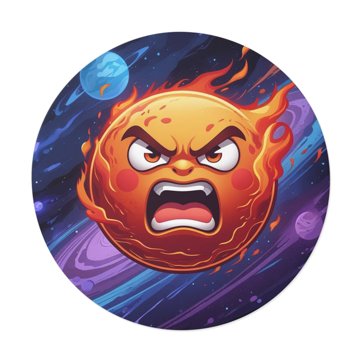 Fiery Cosmic Sun Custom Round Vinyl Sticker – Trendy, Waterproof & Bold