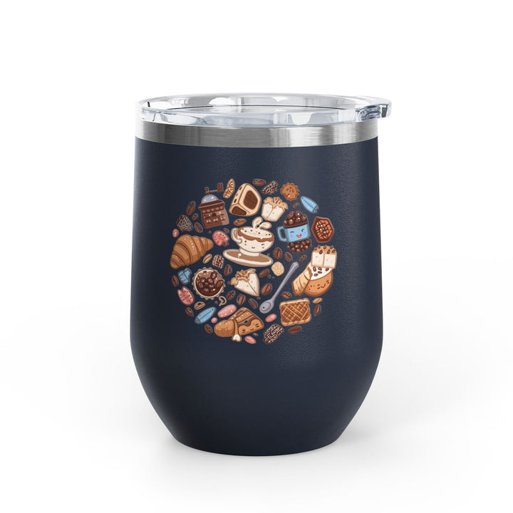 Whimsical Café 12oz Stainless Steel Wine Tumbler – Cartoon Coffee & Sweets