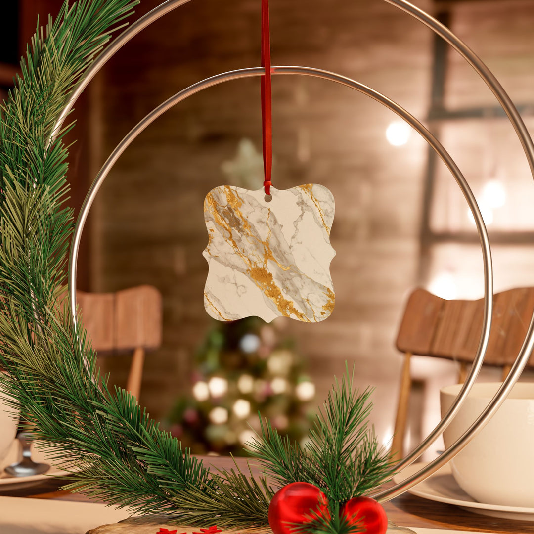 Personalized Marble & Gold Aluminum Ornaments – Elegant, Custom Gifts (1-20pc)