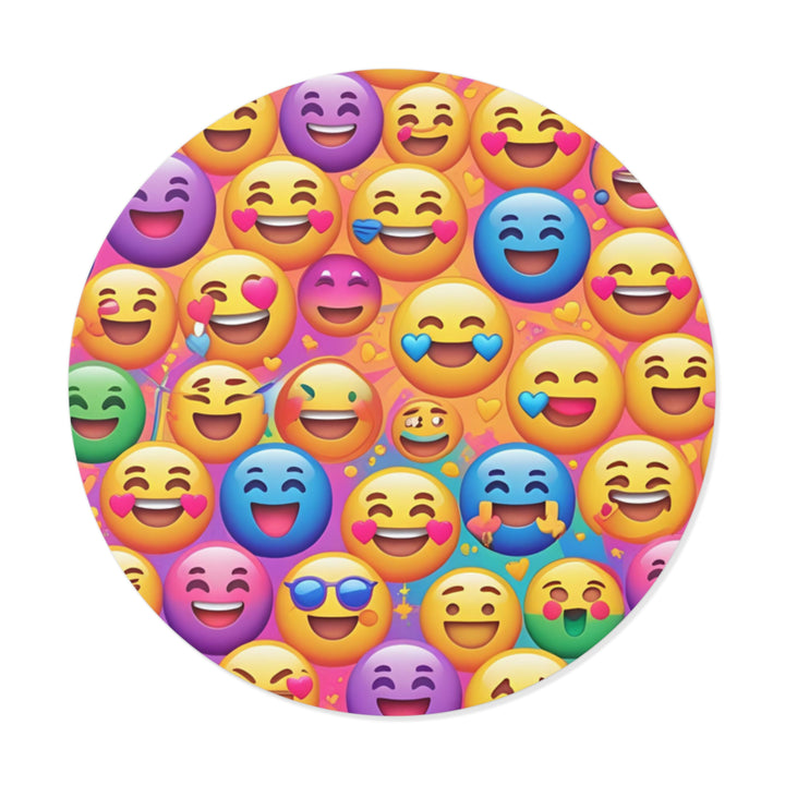Custom Round Vinyl Stickers – Vibrant Emoji Smiley Faces, Waterproof Fun