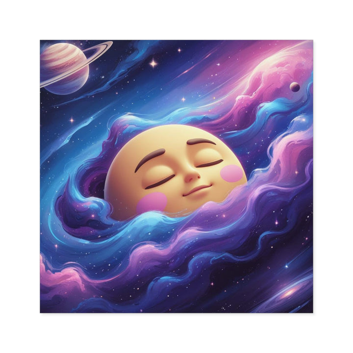 Galaxy Moon Square Sticker – Premium Weatherproof Vinyl, Cute Space Decor