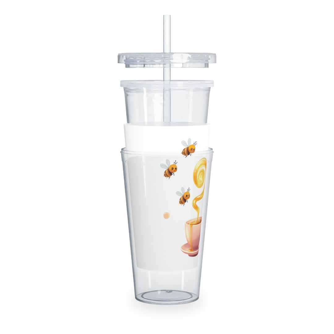 Custom Bee Bliss 20oz Plastic Tumbler with Straw – Cute Pastel Teacup Design