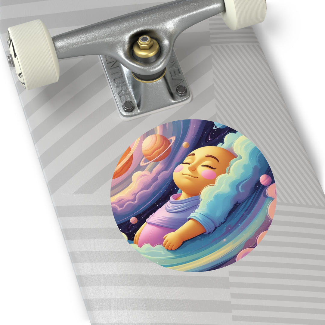 Custom Round Vinyl Sticker – Cosmic Baby Dream Galaxy, Waterproof & Durable