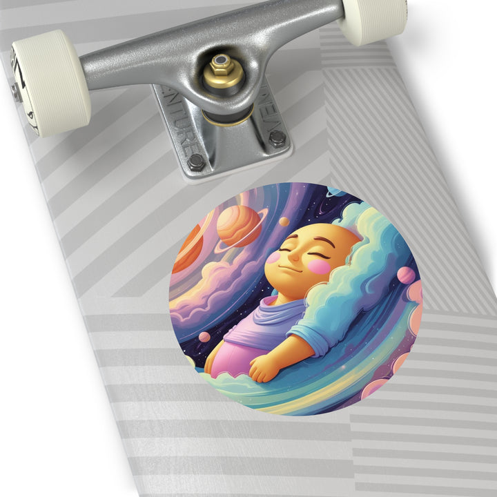 Custom Round Vinyl Sticker – Cosmic Baby Dream Galaxy, Waterproof & Durable
