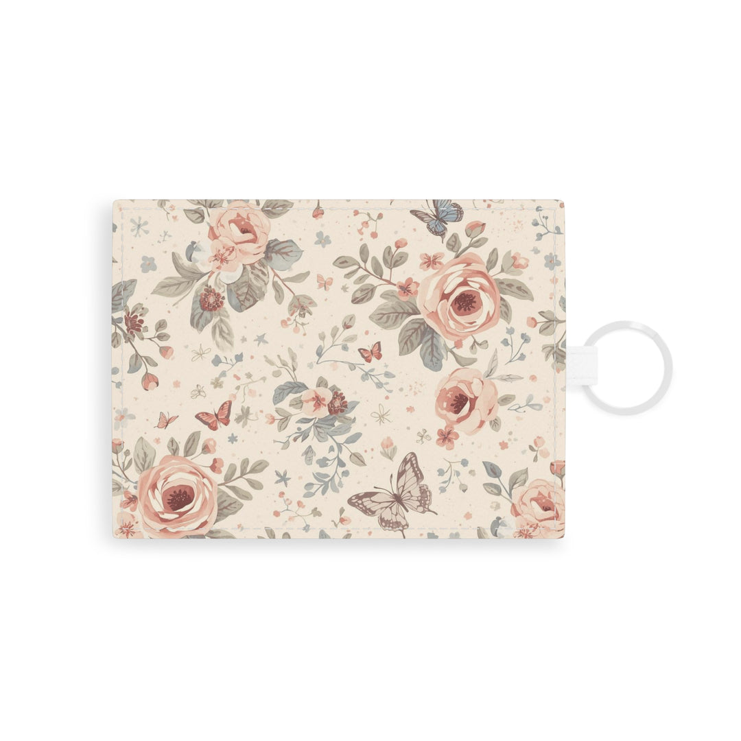 Personalized Saffiano Leather Card Holder – Pastel Floral, Custom Gift