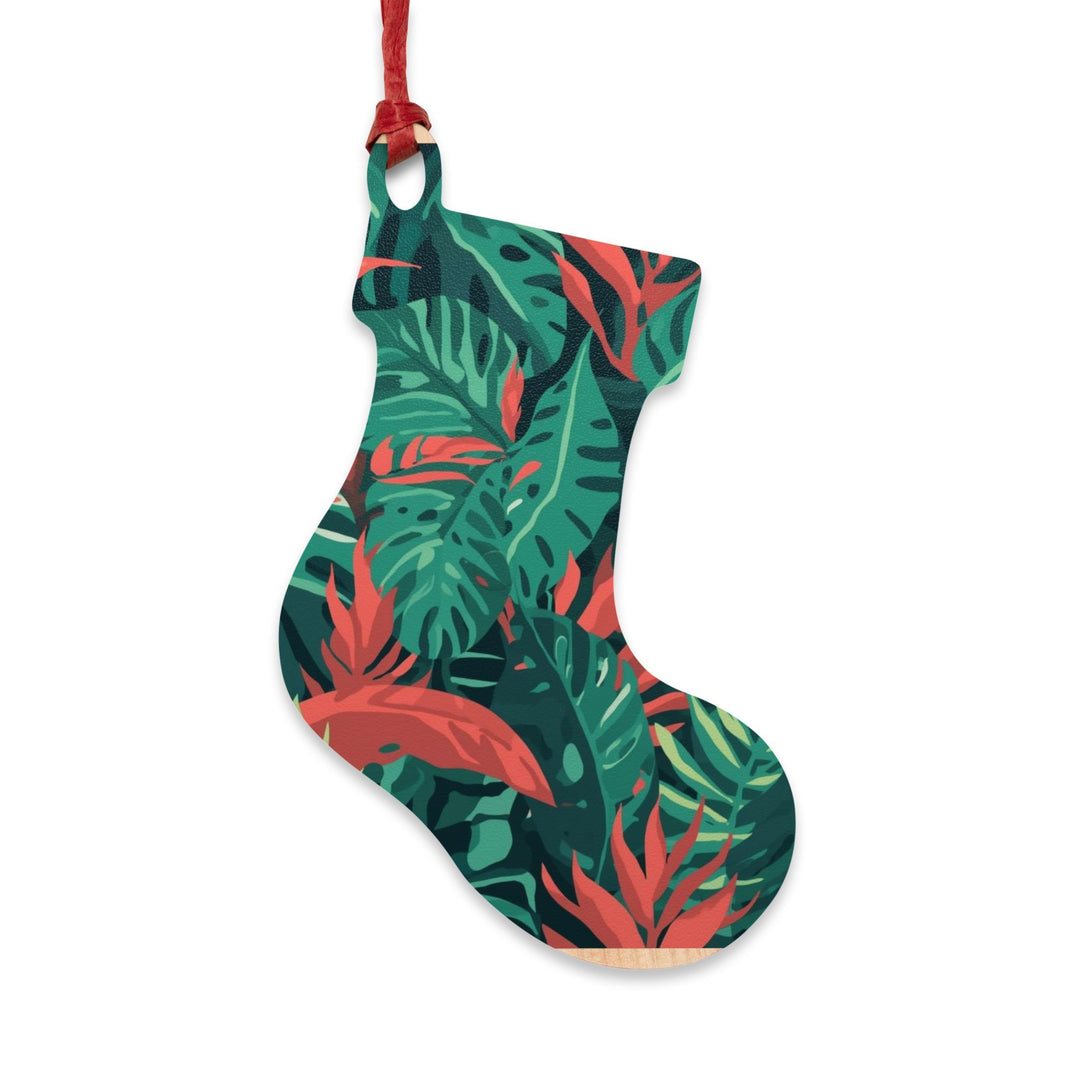Handcrafted Wooden Ornament – Tropical Leaf Pattern, Magnetic & Hanging Decor
