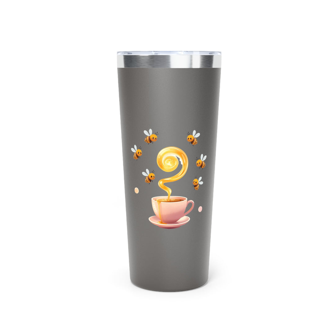 Cute Bee & Honey Pink 22oz Copper Vacuum Tumbler – Hot/Cold, Trendy