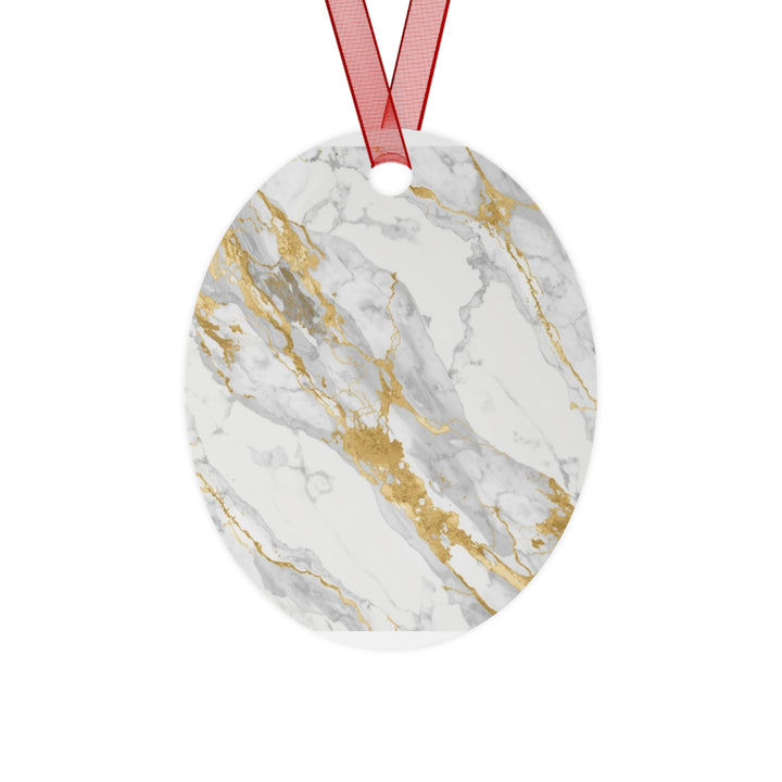 Chic Marble & Gold Metal Ornament – Custom, Glossy, Elegant Holiday Décor