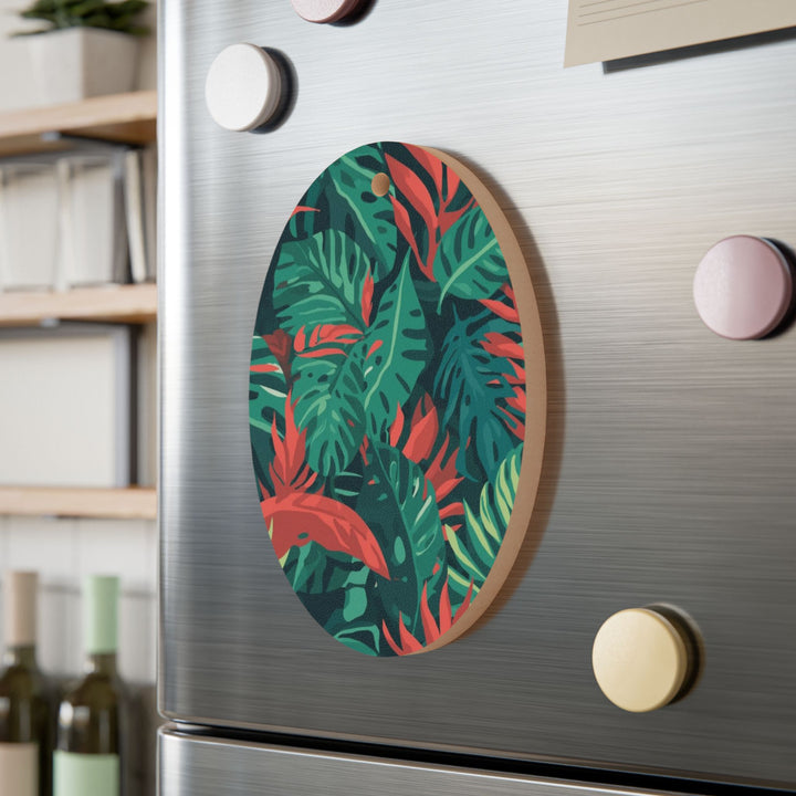 Handcrafted Wooden Ornament – Tropical Leaf Pattern, Magnetic & Hanging Decor