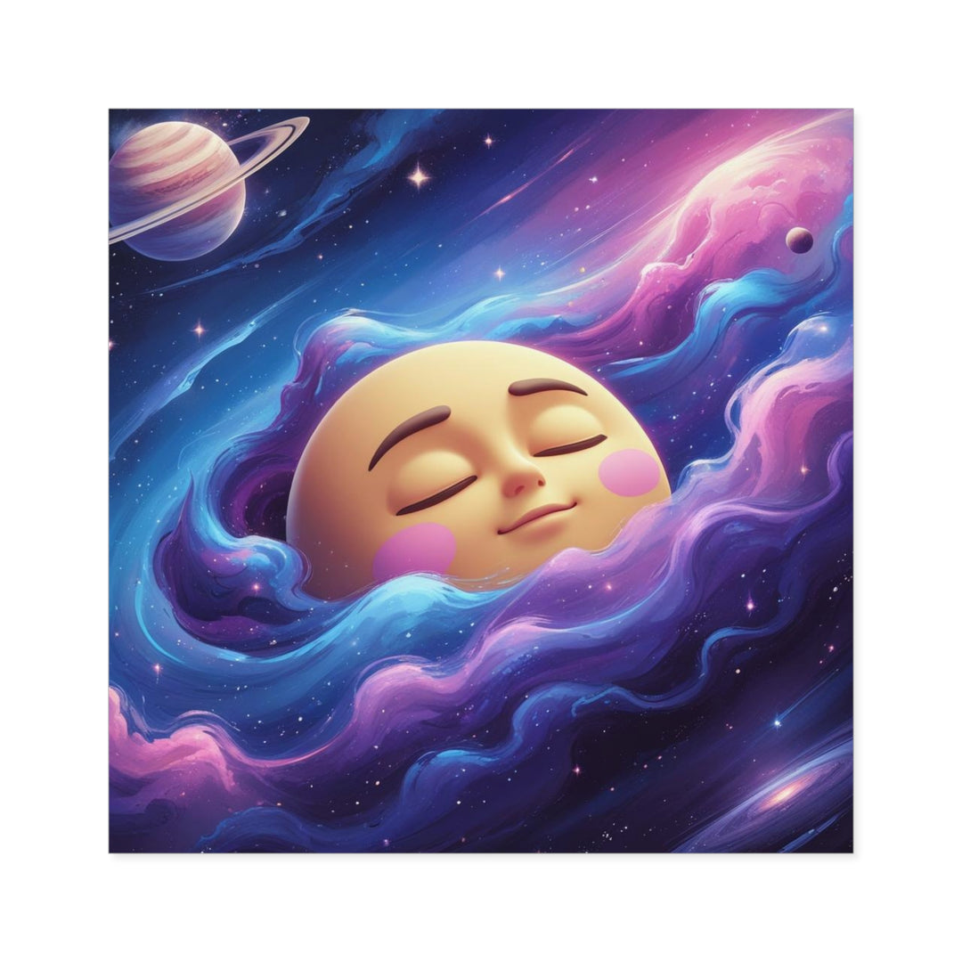 Galaxy Moon Square Sticker – Premium Weatherproof Vinyl, Cute Space Decor
