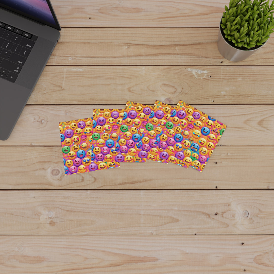 Vibrant Emoji Pattern Laminate Square Stickers – Durable, Fun & Trendy!