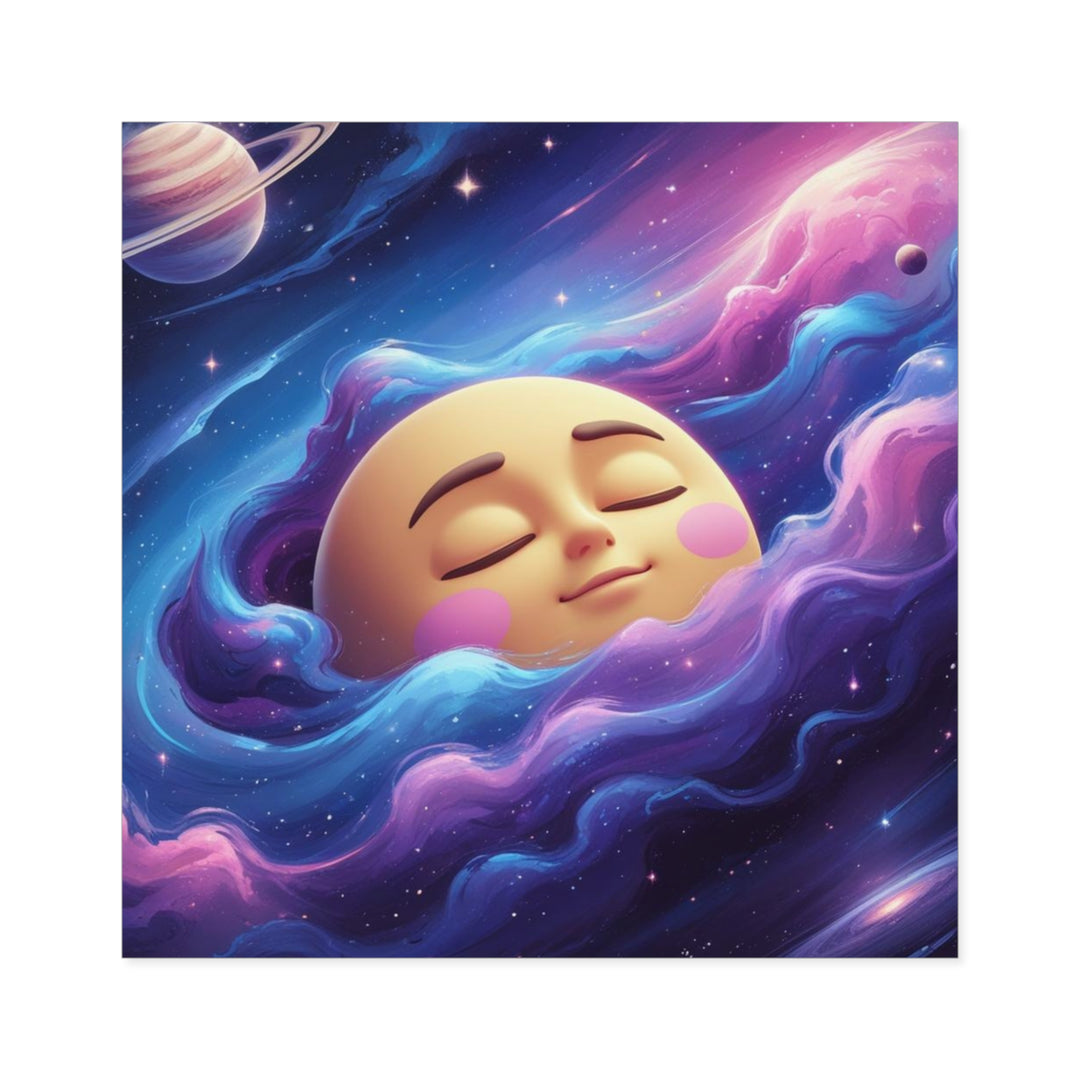Dreamy Galaxy Moon Laminate Square Sticker – Waterproof, Scratch-Resistant